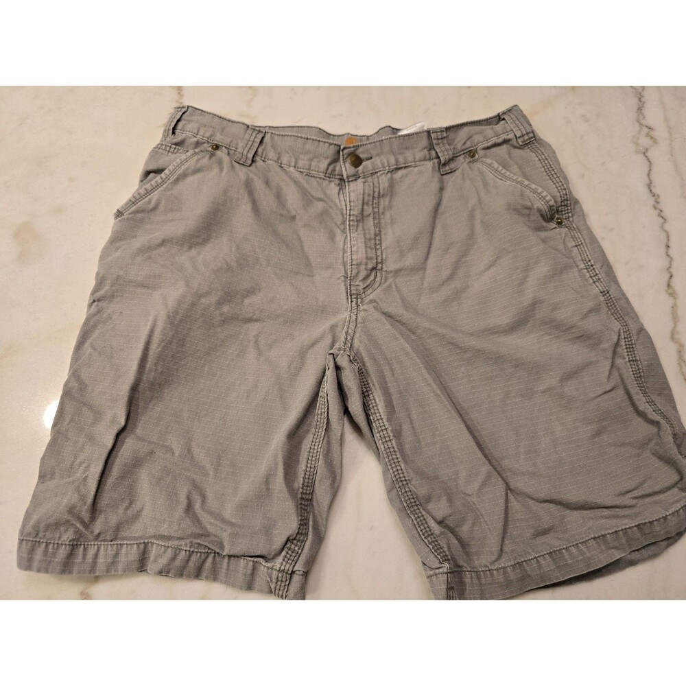 Lot of 2 Carhartt Ripstop Mens Size 38 Shorts Gray and Khaki Relaxed Fit Outdoor - Picture 8 of 11
